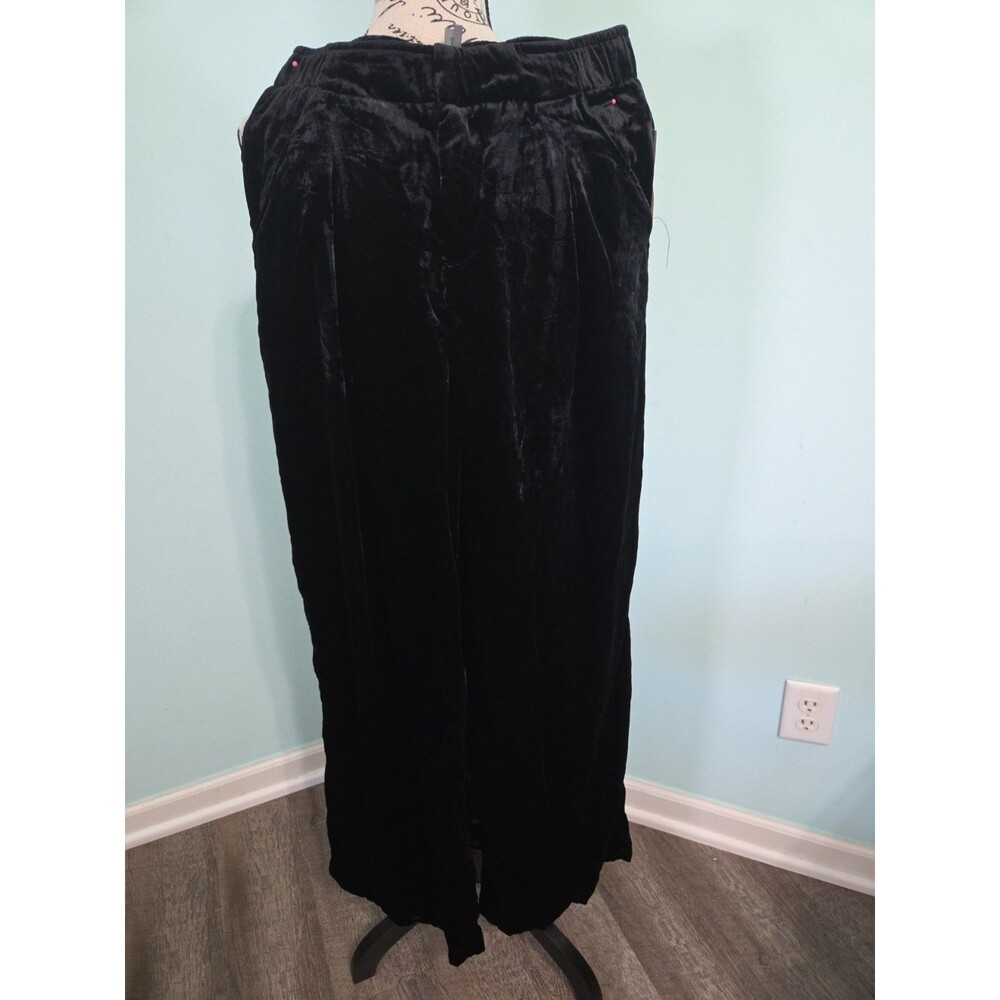 by anthropologie black velvet pants extra small new with tags wide leg
